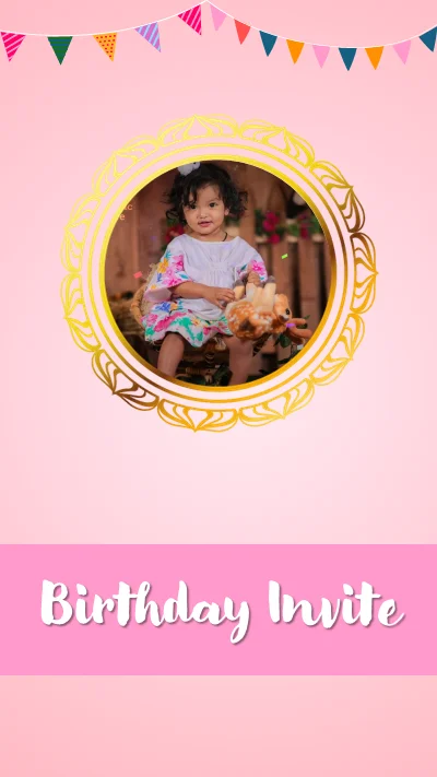 Pink First Birthday Invite