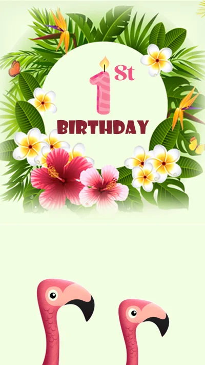 Flamingo 1st Birthday Invite