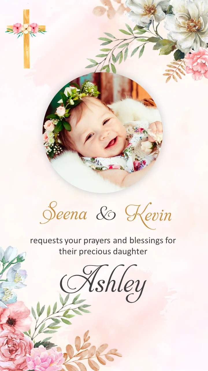 Pink Baptism Invitation