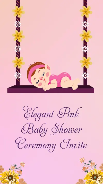 Elegant Pink Baby Shower Ceremoney Invite