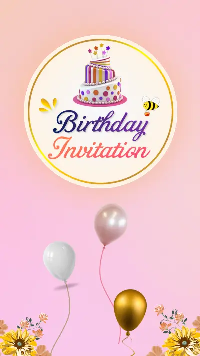 Pink Honeybee Birthday Invitation