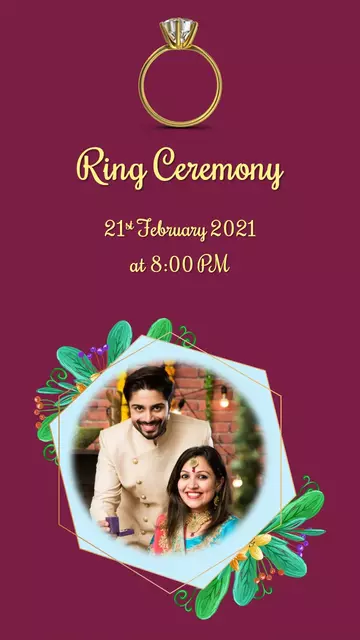 Peacock Theme Engagement Invitation