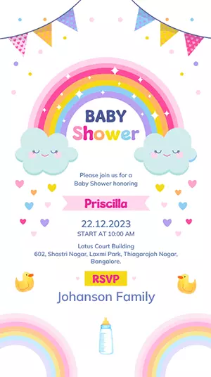 Rainbow Theme Baby Shower Invite