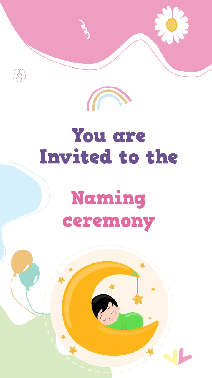 Magical Rainbow Naming Ceremony Invite