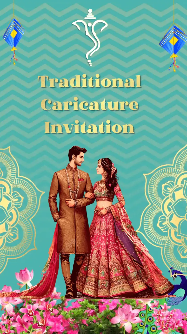 Caricature Theme Wedding Invitation