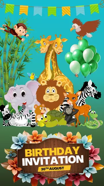 Jungle Theme Birthday Invite