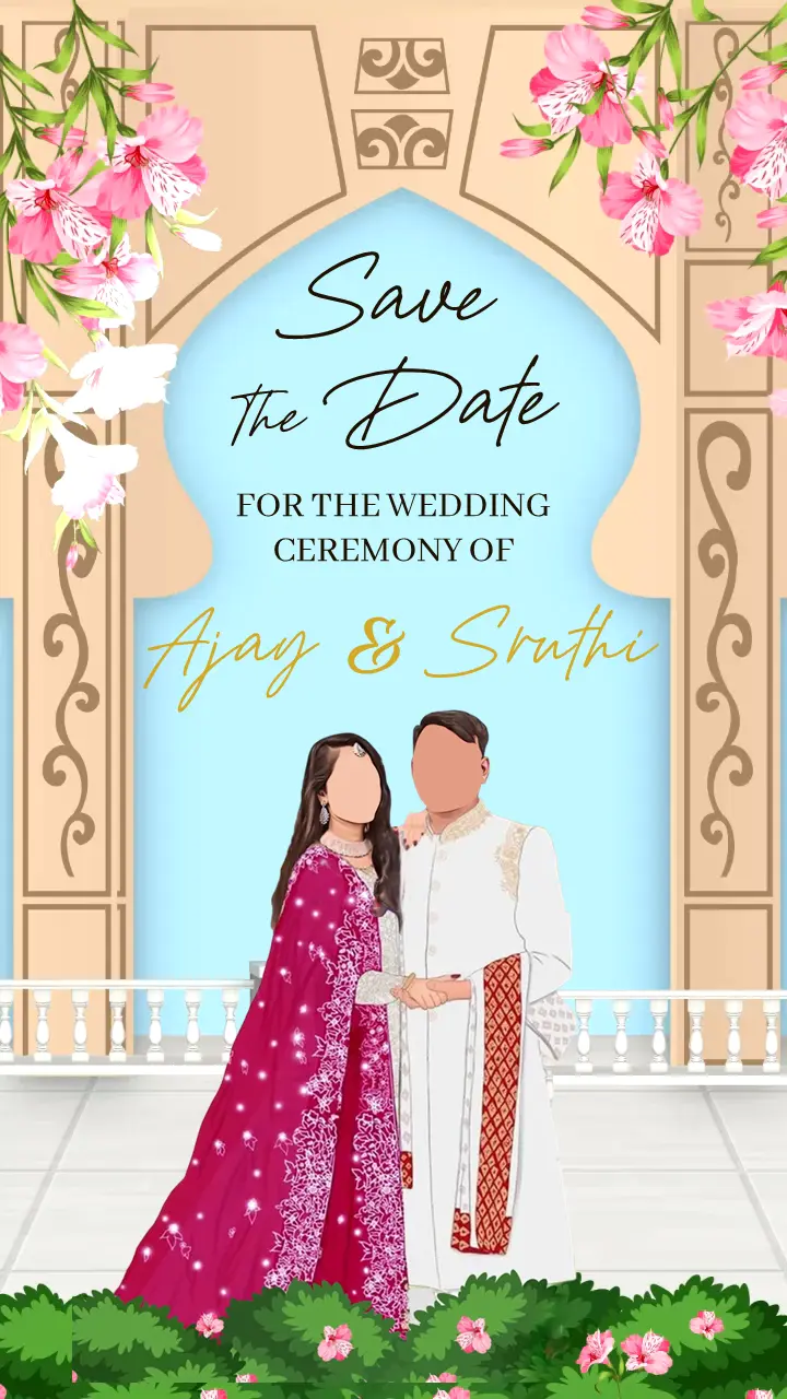 Aqua Blossom Save the Date Invite