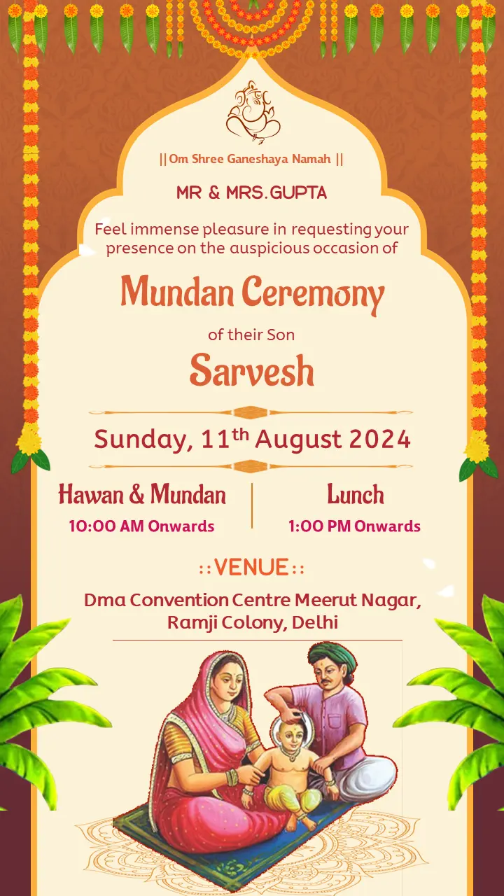 Latest Mundan Ceremony Invitation