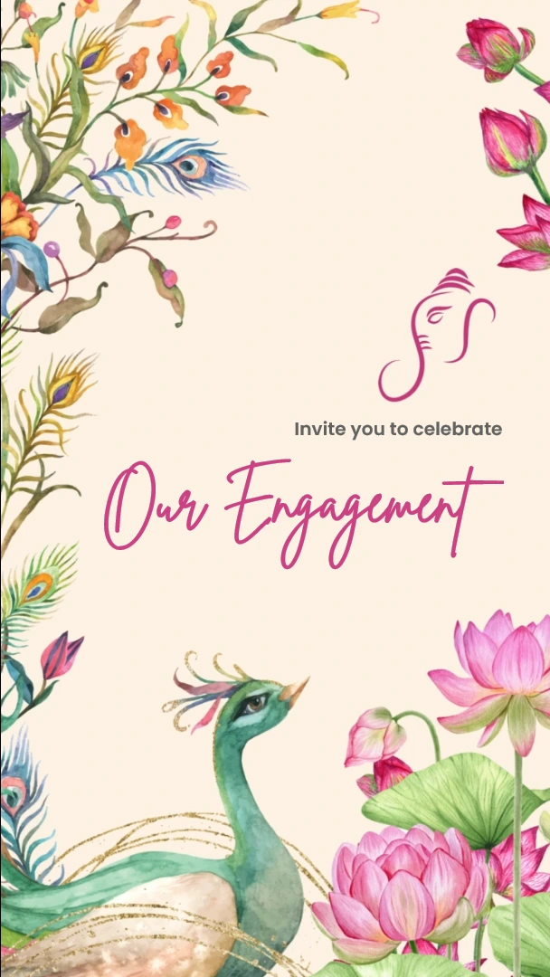 Pink Floral Engagement Invite