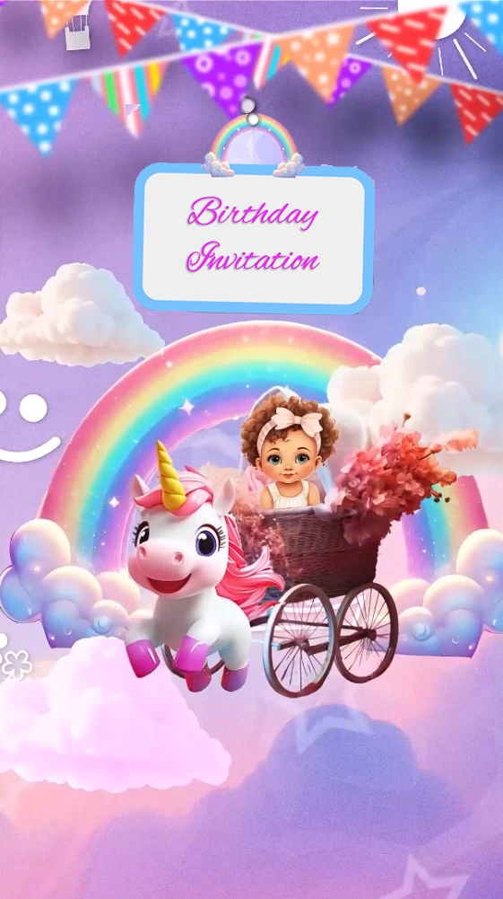 Unicorn Theme Birthday Gods Gift Baby