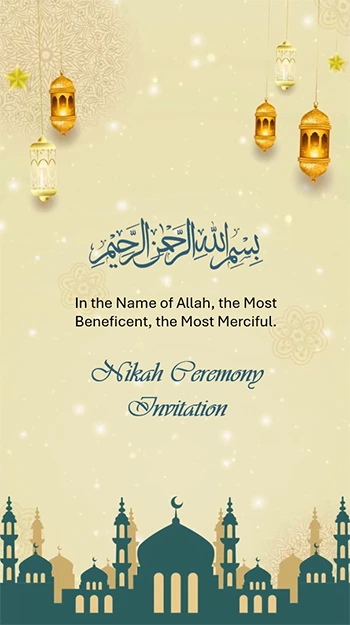Muslim Islamic Nikah Wedding Invite
