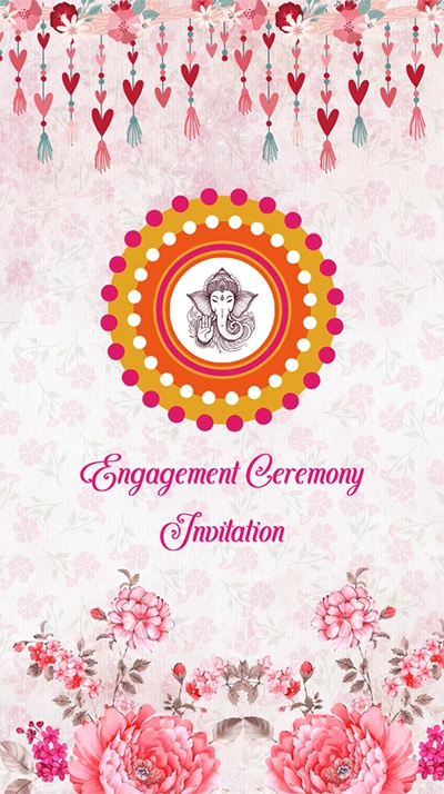 Pink & White Floral Engagement Invitation