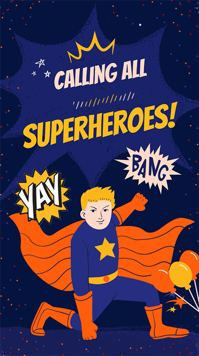 Calling Superheros Birthday Invitation