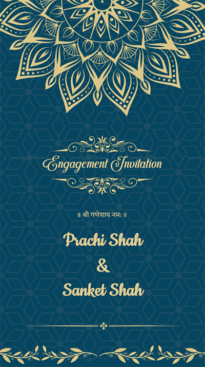 Teal and Gold Traditional Engagement Invitation