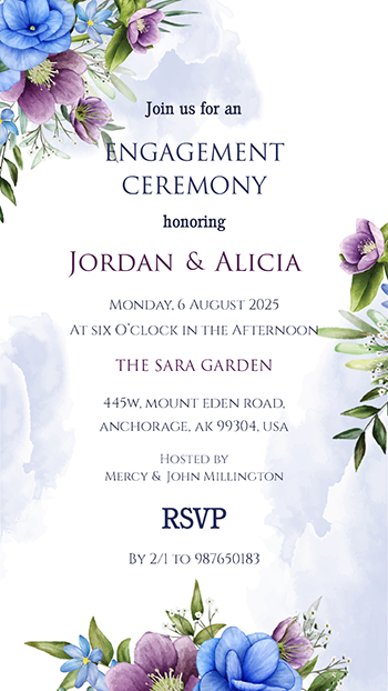 Floral Hindu Engagement Ceremony Invitation
