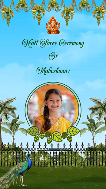 Garden Theme Half Saree Invitation