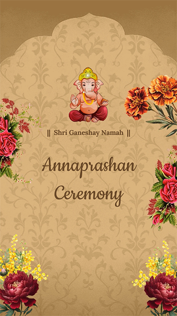 Golden Theme Annaprashan Ceremony Invitation
