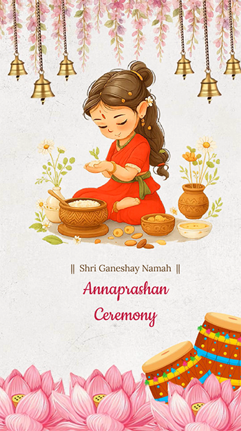Lotus Theme Annaprashan Ceremony Invitation