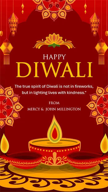 Red and Gold Modern Happy Diwali Mobile Video
