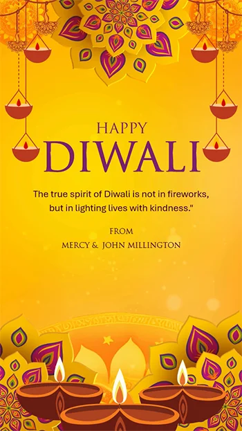 Yellow and Pink Bold Happy Diwali Mobile Video