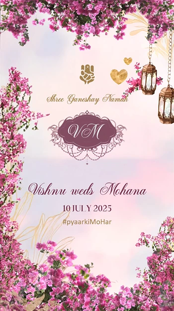 Modern Floral Hindu Wedding Invitation