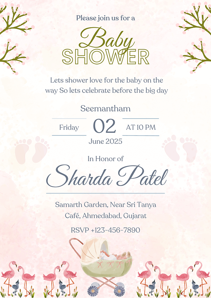 Green & Pink Baby Shower Invitation