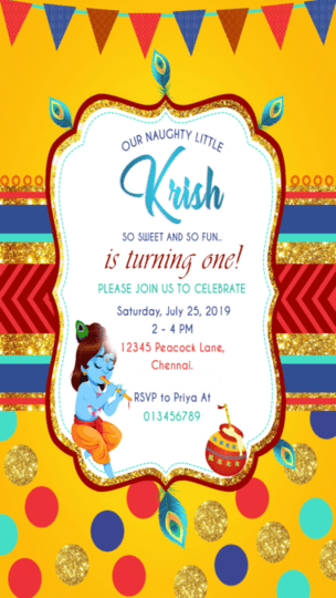 Krishna Them Birthday Card