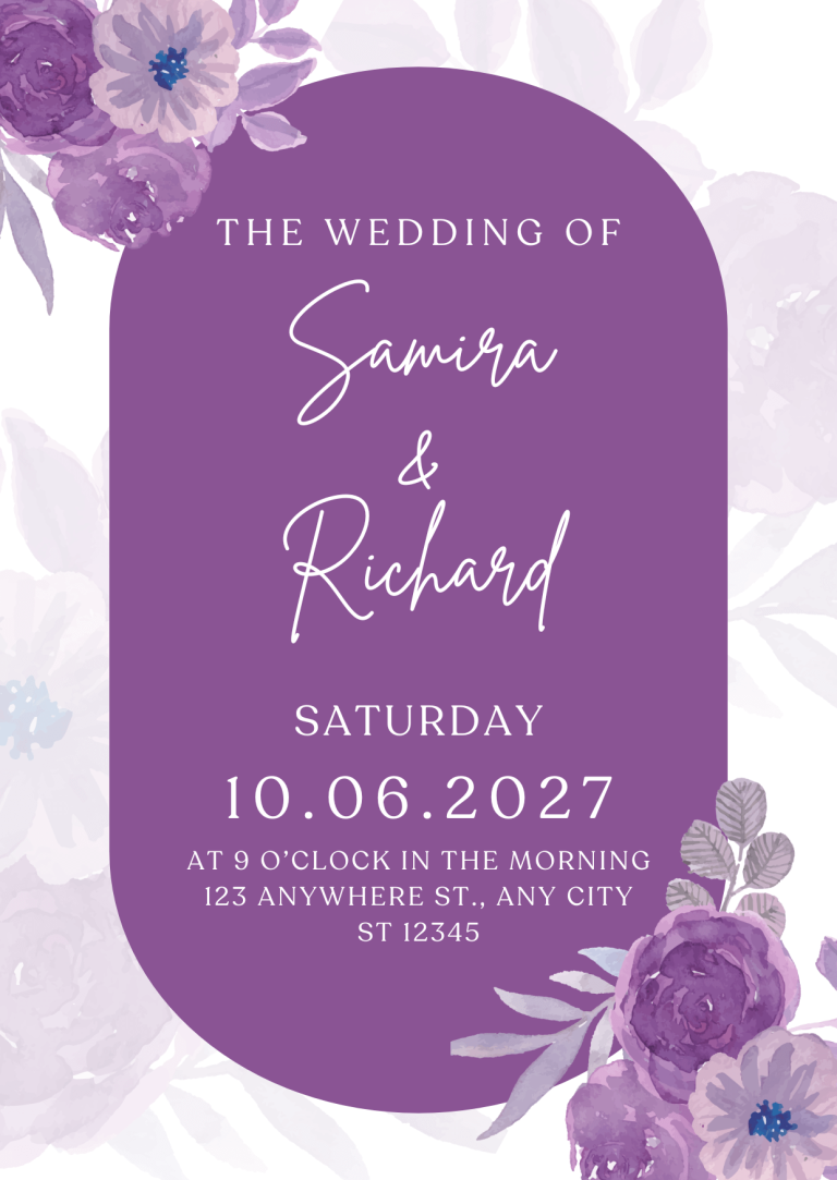 Purple Watercolor Save The Date